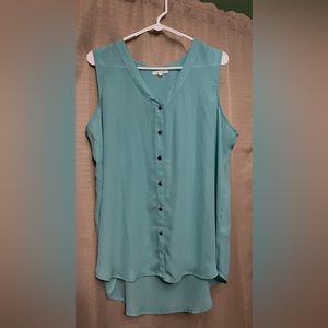 Maurice’s Teal/Blue button up tank blouse XL